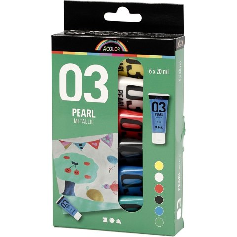 Zestaw farb akryl. met. 6x20ml kol. podst. Zestaw farb akryl. met. 6x20ml kol. podst.