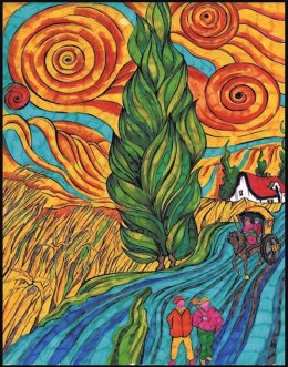 Kolorowanka Van Gogh Droga z Cyprysem i Gwiazdą