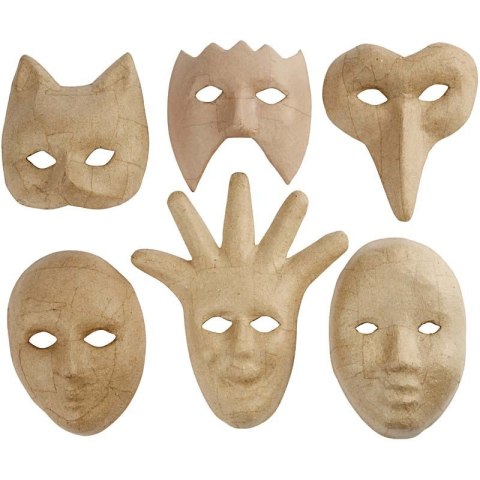 Maski dla dzieci z papier-mache 6 szt. Maski dla dzieci z papier-mache 6 szt.
