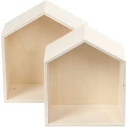 Zestaw 2 pudełek w kształcie domków - sklejka.