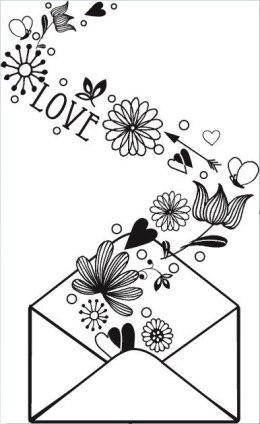 Stempel Koperta z Kwietno-Miłosną Wstęgą