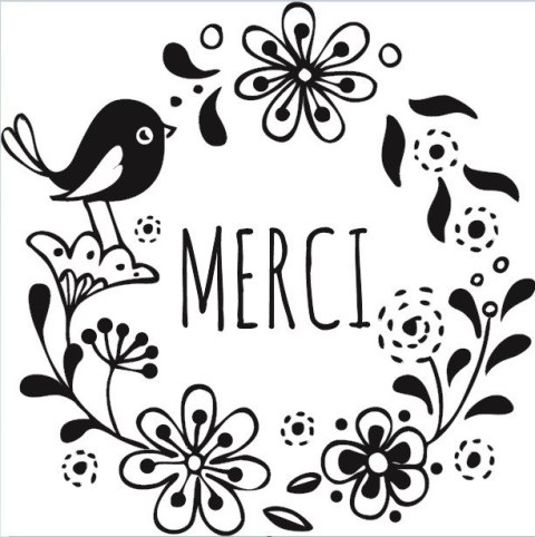 Stempel Napis "MERCI" w Wianku Stempel Napis "MERCI" w Wianku