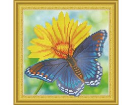 Diamentowa Mozaika Haft 30x30 Motyl i kwiatek