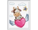 Diament. Mozaika, haft diam. 20x29 Krowa w chmurach