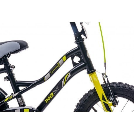 Rowerek dla dzieci 16" tiger bike z pchaczem czarno - żółty