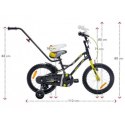 Rowerek dla dzieci 16" tiger bike z pchaczem czarno - żółty