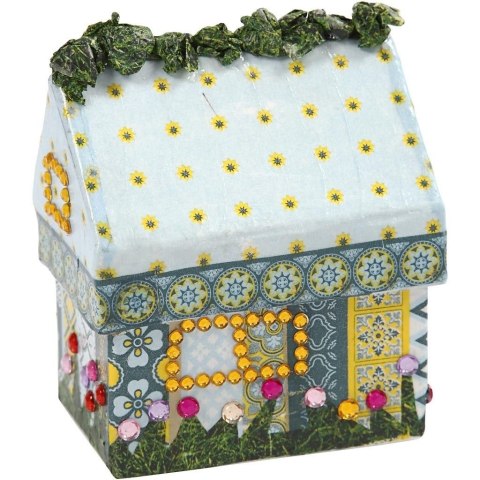 Pudełko Domek z papier-mache H: 10,5 cm Pudełko Domek z papier-mache H: 10,5 cm