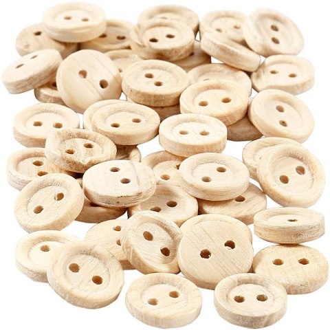 Drewniane guziki D: 11 mm, 50 szt. Drewniane guziki D: 11 mm, 50 szt.