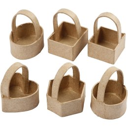 Mini Koszyki z pap.-mache H:6,5 cm 6szt.