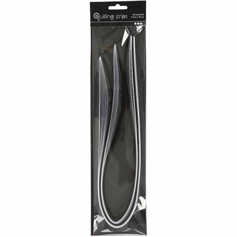 Paski do quillingu 5mmx78cm Czarno-Białe Paski do quillingu 5mmx78cm Czarno-Białe