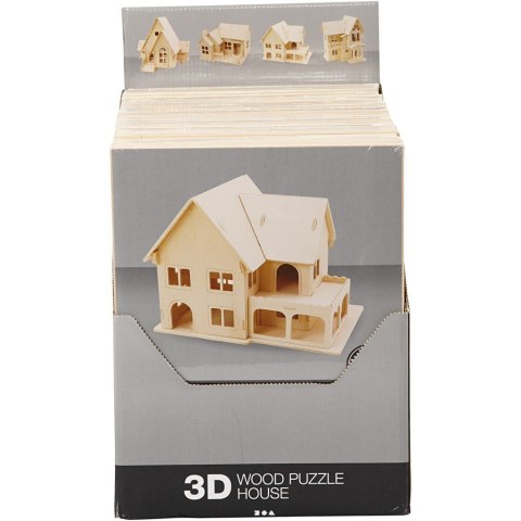 Puzzle 3D drewniane Domki 24 sztuki Puzzle 3D drewniane Domki 24 sztuki