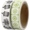 Taśmy Washi Klatki i Kwiatki 2x5 m