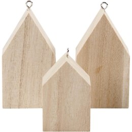 Zawieszki 3 Domki z drewna H:4,5 i 6,5cm