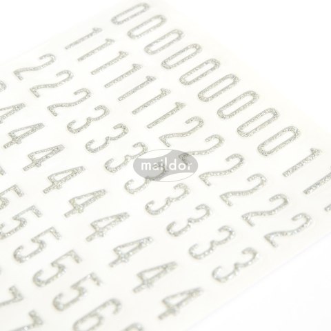 Naklejki brokatowe Litery Cyfry Srebrne Naklejki brokatowe Litery Cyfry Srebrne