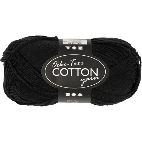 Włóczka bawełna Oeko-Tex Czarna 50 g Włóczka bawełna Oeko-Tex Czarna 50 g