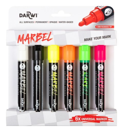 Zestaw 6 markerów MARBEL 4mm Fluo Zestaw 6 markerów MARBEL 4mm Fluo