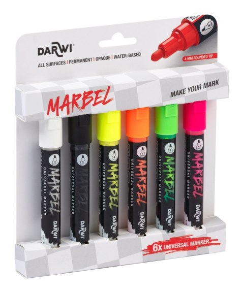 Zestaw 6 markerów MARBEL 4mm Fluo Zestaw 6 markerów MARBEL 4mm Fluo