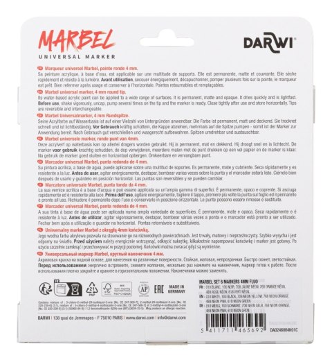 Zestaw 6 markerów MARBEL 4mm Fluo Zestaw 6 markerów MARBEL 4mm Fluo