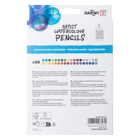 Kredki akwarelowe Darwi 36 kolorów