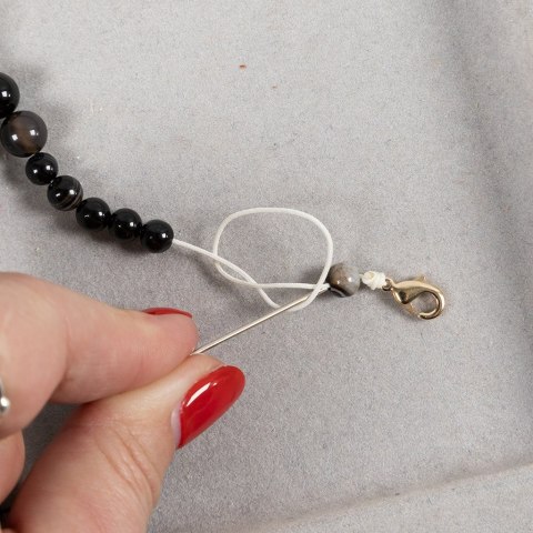 Zestaw do biżuterii z czarnymi Agatami