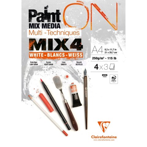 Blok białych papierów Mix4, A4, 250g