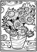 Kolorowanka Welw. Van Gogh Słoneczniki w Wazie