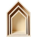 Zestaw 3 pudełek w kształcie domków- sklejka
